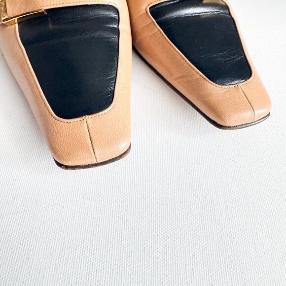 Vintage Chanel Two Tone White Beige Leather Loafers 36 - Picture 5 of 15